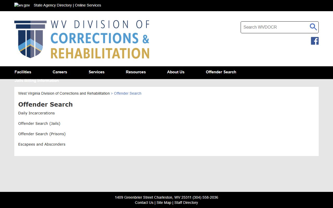 Raleigh County inmate population WVDCR offender search hub